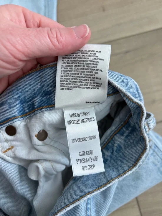 AGOLDE 90s High Rise Cropped Straight Jeans Nerve Light Wash Denim Raw Hem 28 - Picture 12 of 12